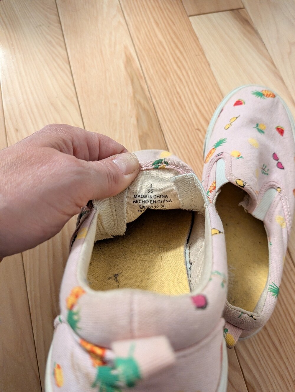 Preppy Pink Girls Slip-on Fruit Print Sneakers - Picture 4 of 5